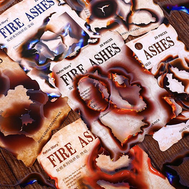 コラージュ 素材 シール 燃え跡 火 炎 燃える 焦げ コゲ 焼け跡