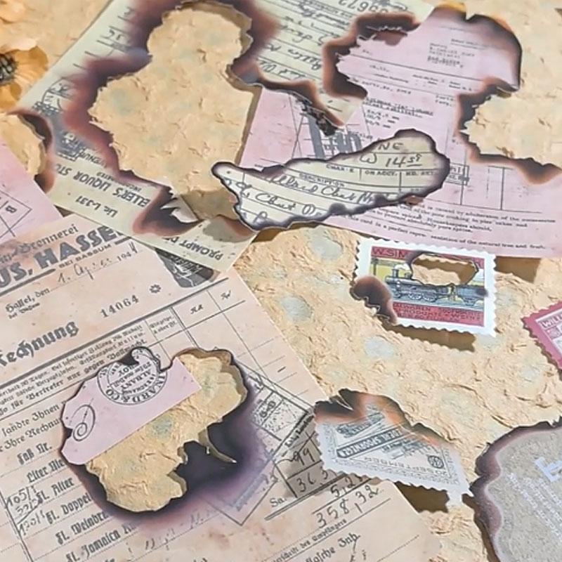 コラージュ 素材 シール 燃え跡 火 炎 燃える 焦げ コゲ 焼け跡