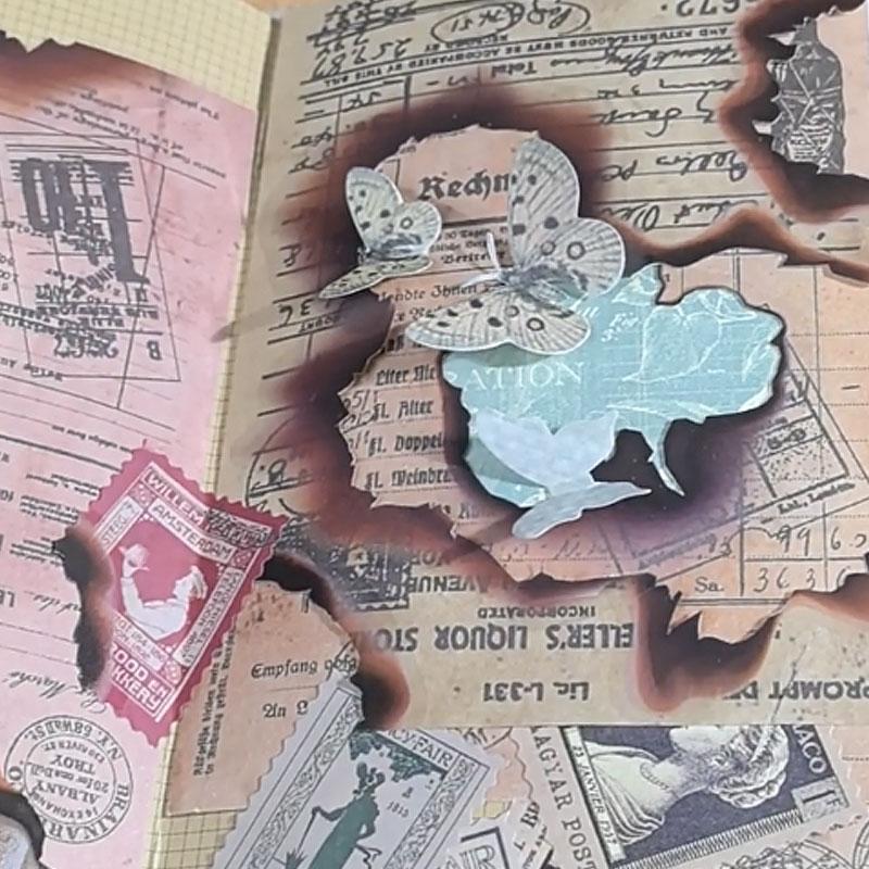 コラージュ 素材 シール 燃え跡 火 炎 燃える 焦げ コゲ 焼け跡