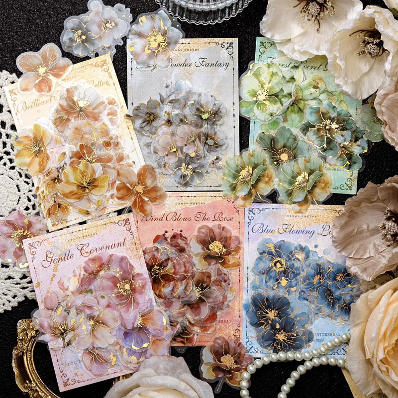 コラージュ 素材 シール 花 桜 梅 桃 青い花 フラワー ジャンク