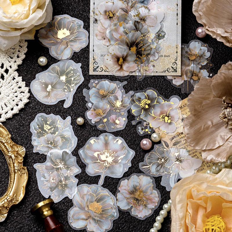 コラージュ 素材 シール 花 桜 梅 桃 青い花 フラワー ジャンク