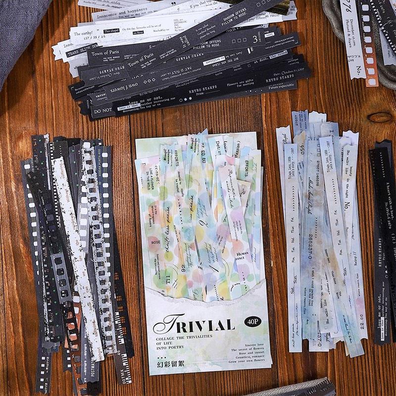 ST657 帯型 細長い アクセント 飾り 装飾 フィルム 英字 手紙