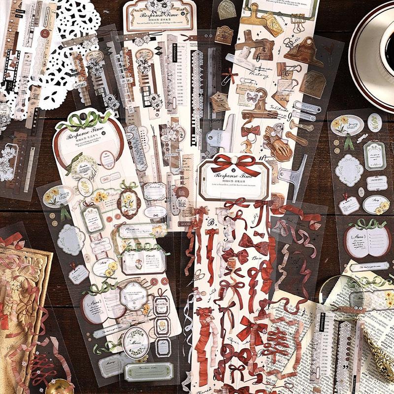 ST662 リボン テープ 装飾 飾り クリップ タグ ラベル PET コラージュ