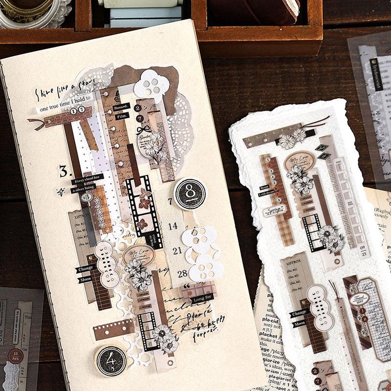 ST662 リボン テープ 装飾 飾り クリップ タグ ラベル PET コラージュ