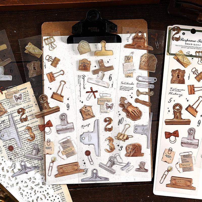 ST662 リボン テープ 装飾 飾り クリップ タグ ラベル PET コラージュ