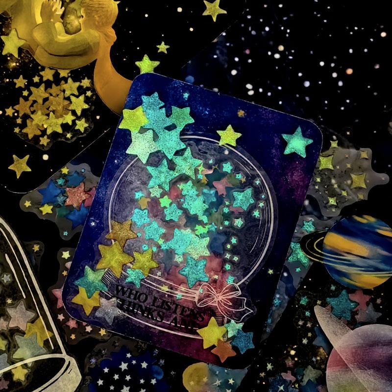 ST674 夜光 蓄光 星型 スター 星 宇宙 キラキラ PET コラージュ素材