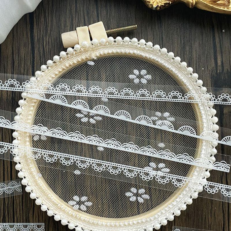 ST707 レース 刺繍 飾り 装飾 アクセント ライン 細長い コラージュ素材 コラージュ シール ステッカー 紙もの 手帳 日記 海外 紙 ...