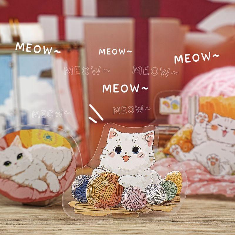 ST804 ネコ 猫 マスコット 可愛い 黒猫 白猫 コラージュ 素材 紙物素材