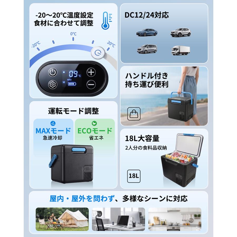 Hokonui 【先着10名限定】車載冷蔵庫 ポータブル冷蔵庫 18L -20℃〜20