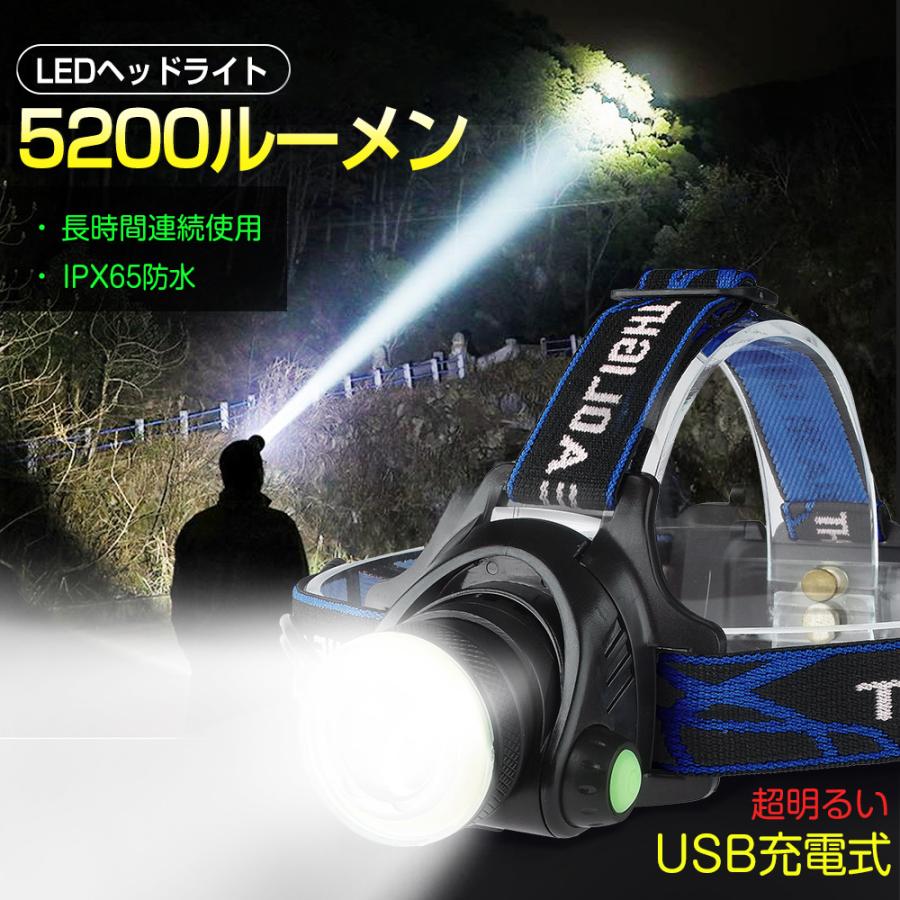 メイルオーダー LEDヘッドライト 充電式 高輝度 ヘッドランプ LED IPS-6防水
