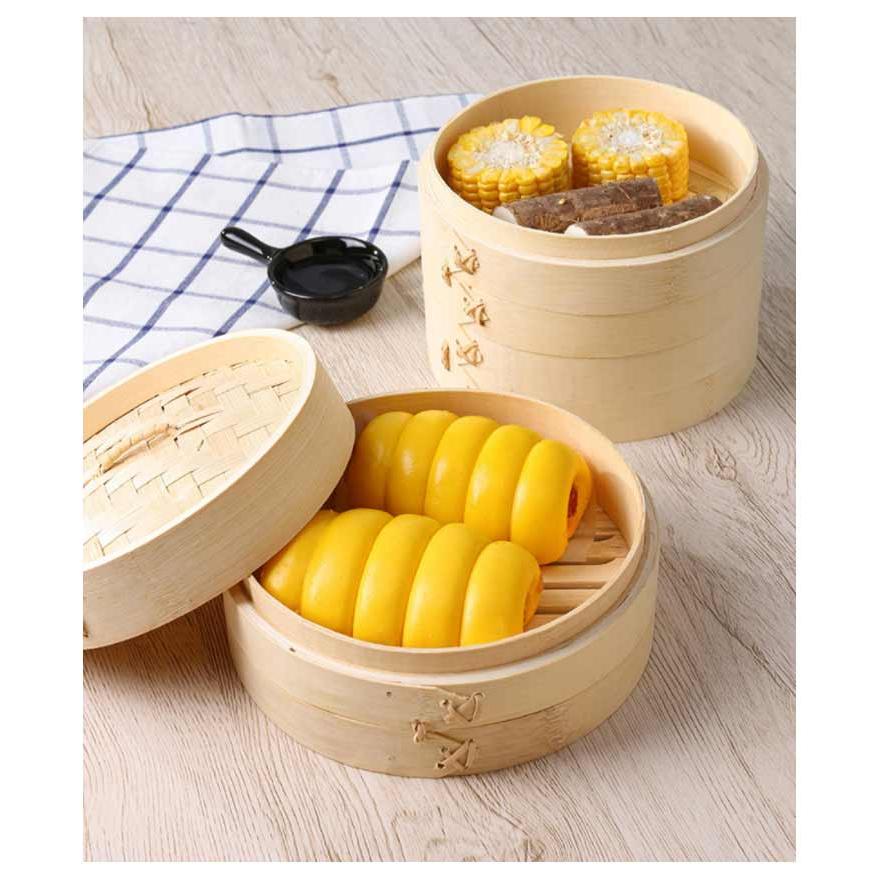 2段 せいろ しゅうまい 身＆蓋セット 竹製 中華せいろ 蒸し籠 蓋付き