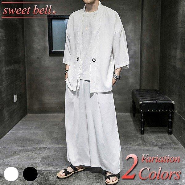 メンズ甚平作務衣半袖男性用夏用浴衣麻刺繍着物夏祭り部屋着しじら織り