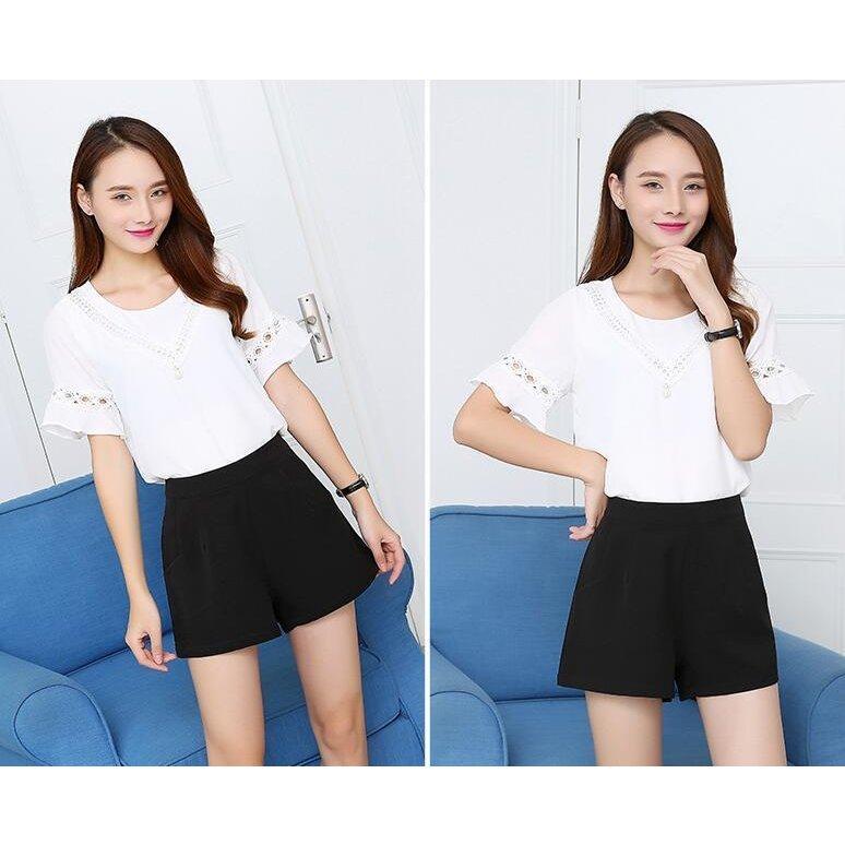 半ズボンハーフパンツスラックスボトムスパンツレディースシフォンポケット付きベーシック女性用会社仕事代引不可 好きに