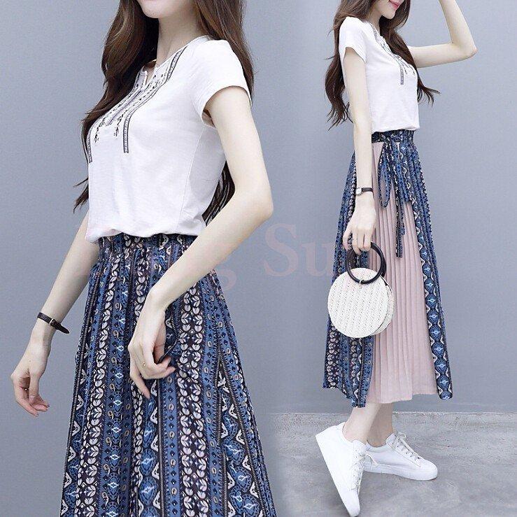 ファッション 海外花系 セットアップワンピースオシャレレディース半袖夏スカートブラウス2点セットきれいめ大人ワンピ Mcfj1r8xzg Autoptrack Com