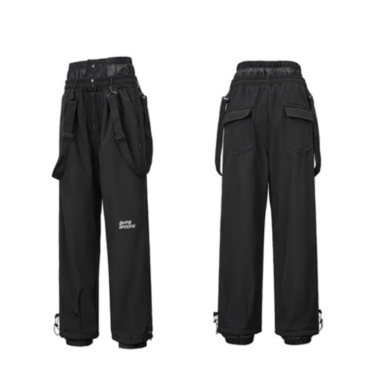 スキーパンツ スノーボードウェア ストラップ付き レディース 裏起毛