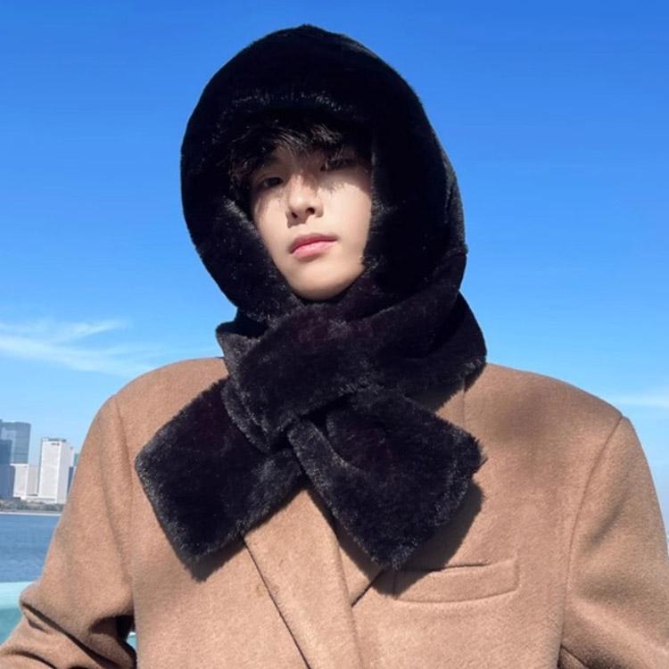 もこもこ フードウォーマー マフラー付き フェイクファー 秋