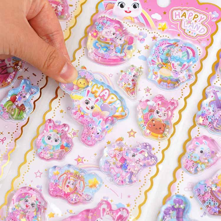 水入りシール つやつや 立体シール ウサギ ウォーターシール かわいい