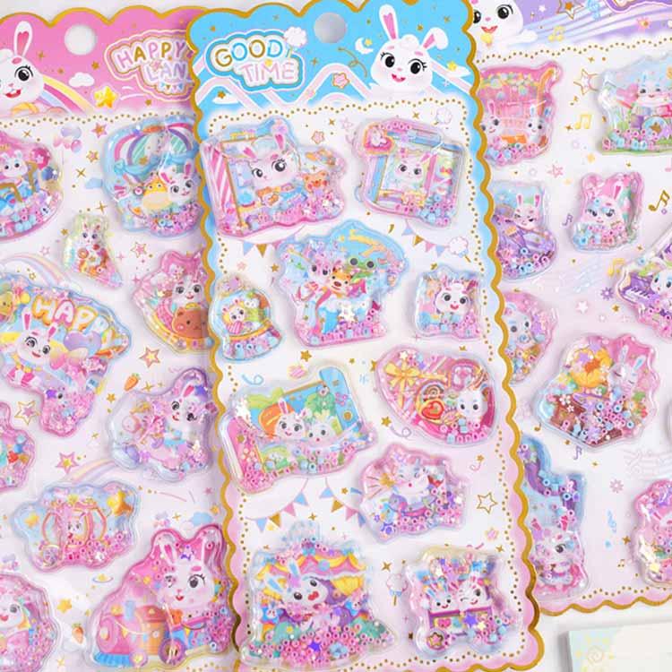 水入りシール つやつや 立体シール ウサギ ウォーターシール かわいい