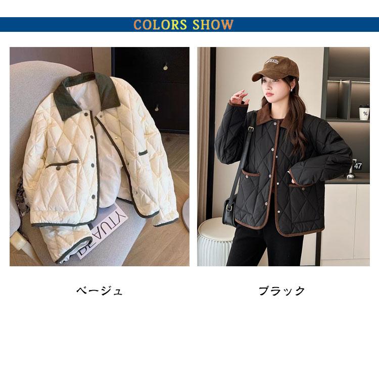 中綿ジャケット 襟付き 中綿コート レディース 冬服 厚手 中綿 