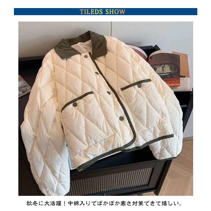 中綿ジャケット 襟付き 中綿コート レディース 冬服 厚手 中綿 