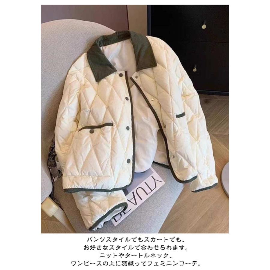 中綿ジャケット 襟付き 中綿コート レディース 冬服 厚手 中綿 