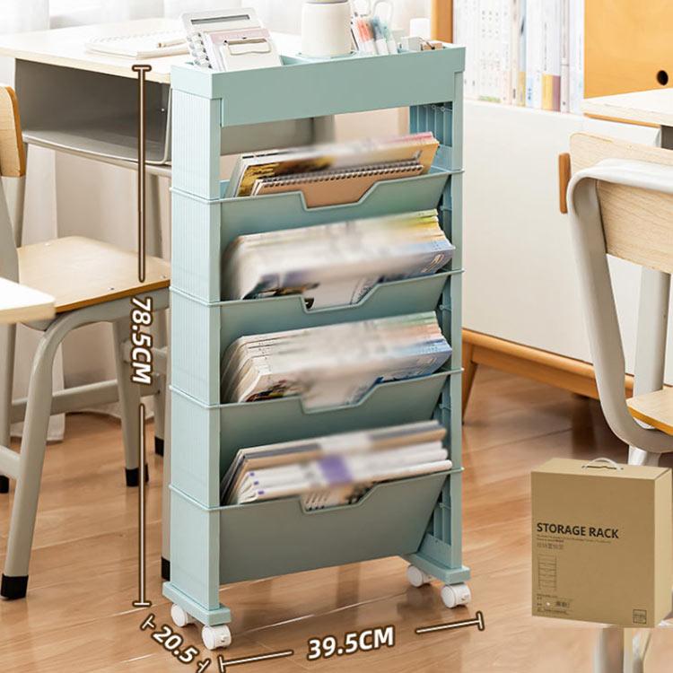 キャスター付き ラック 小物入れ 5層キャスター付き本棚 キャスター付 ファイルワゴン マガジンラック スリム デスク下収納 5段