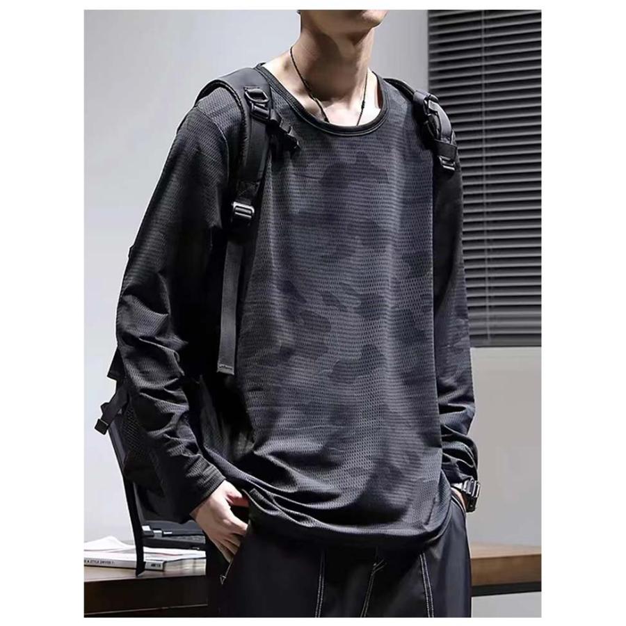 tシャツ 夏 メンズ 接触冷感 アイスシルク メッシュ 涼しい トップス 
