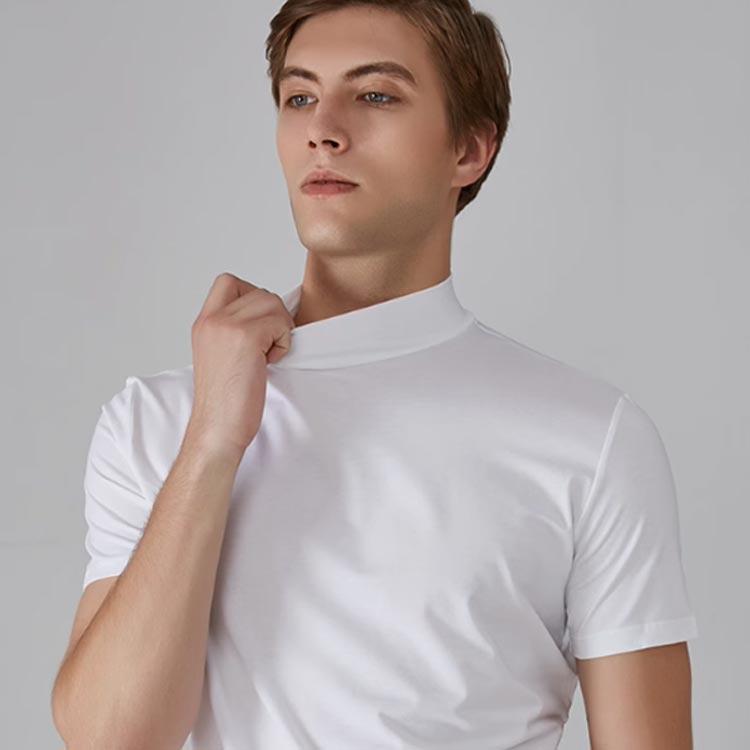 ハイネック tシャツ メンズ 半袖 無地 モックネック インナー