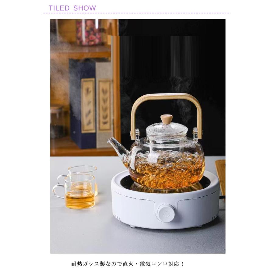 1000ml ガラス製ポット 耐熱ガラス ティーポット ガラスやかん 直火可