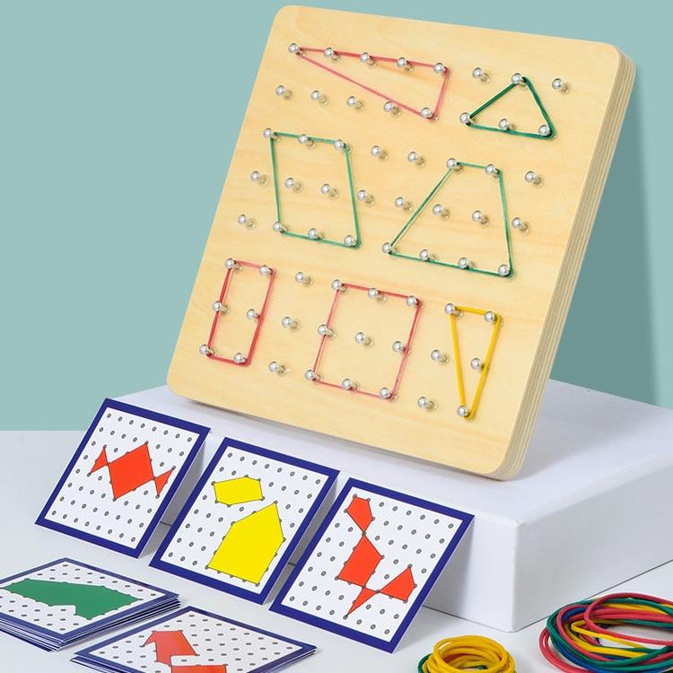 木製ジオボード セット 子供用 知育ジオボード おもちゃ 64ピン 輪ゴム