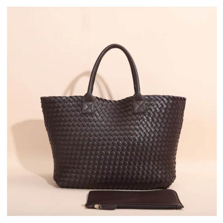 トートバッグ レディース PUレザー ハンドメイドバッグ 編み込み