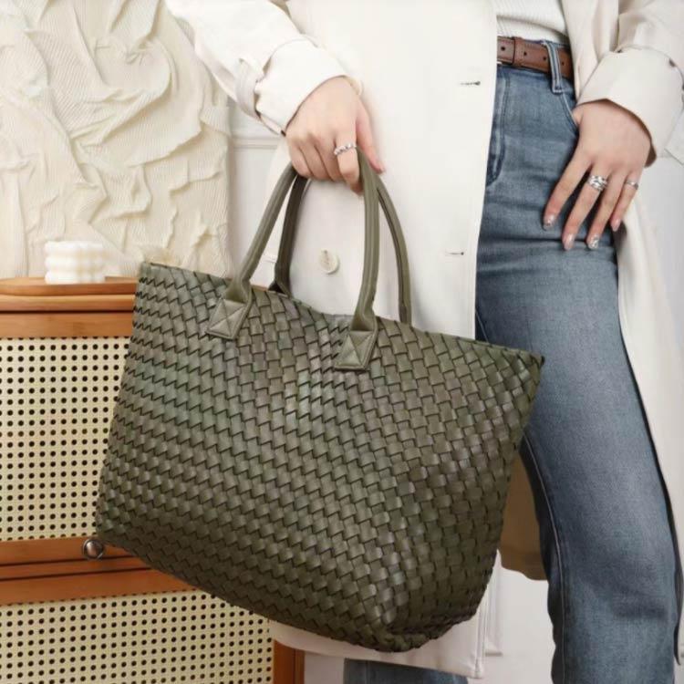 トートバッグ レディース PUレザー ハンドメイドバッグ 編み込み