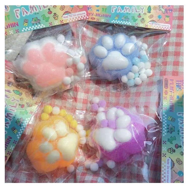 3個セット スクイーズ玩具 猫の爪 大きい ぷにぷに 握る玩具 肉球 に