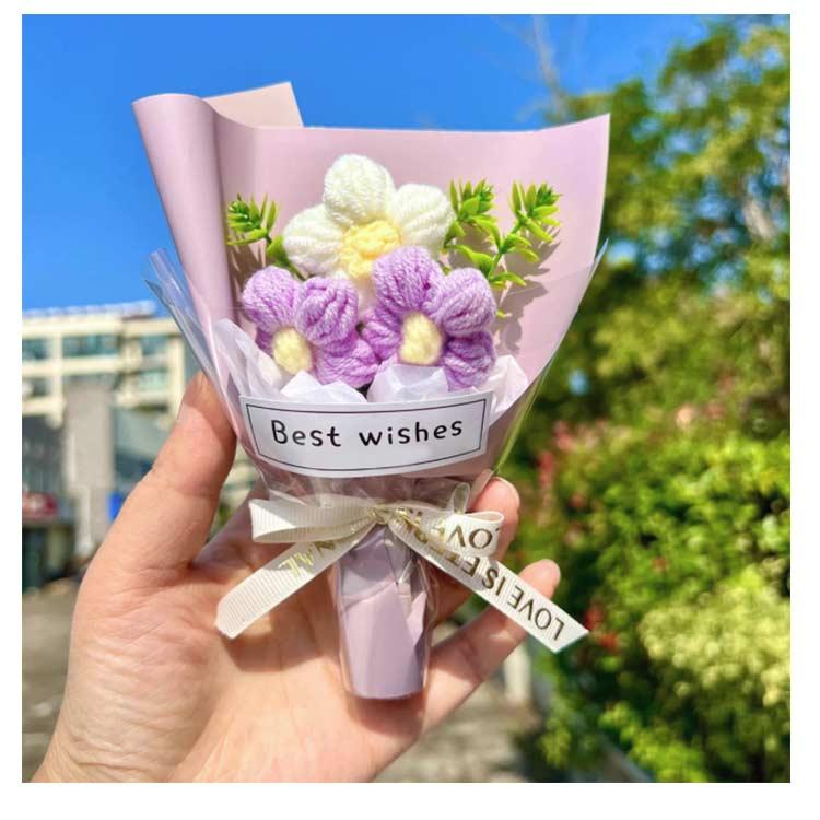 ニットブーケ ミニサイズ ニットフラワー 手作り花 かぎ針編み