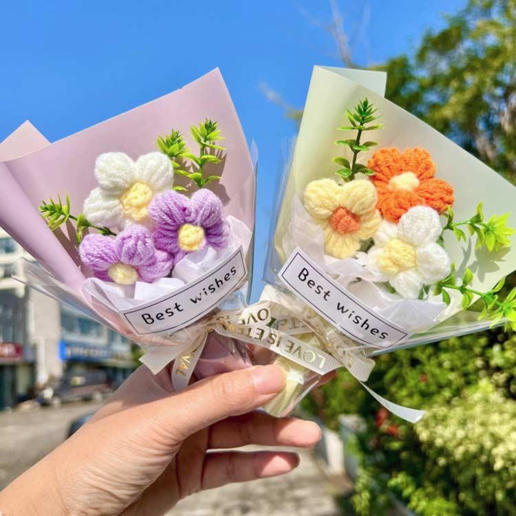 ミニブーケ6点セット＊ゆなです 2点セット】ニットブーケ ミニサイズ ニットフラワー 手作り花 かぎ針