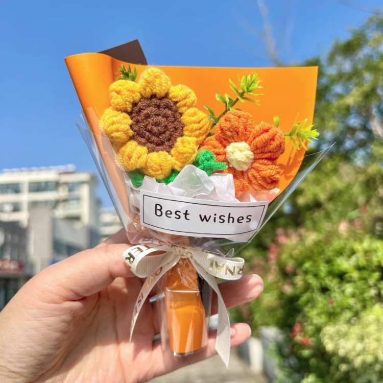 2点セット】ニットブーケ ミニサイズ ニットフラワー 手作り花 かぎ針