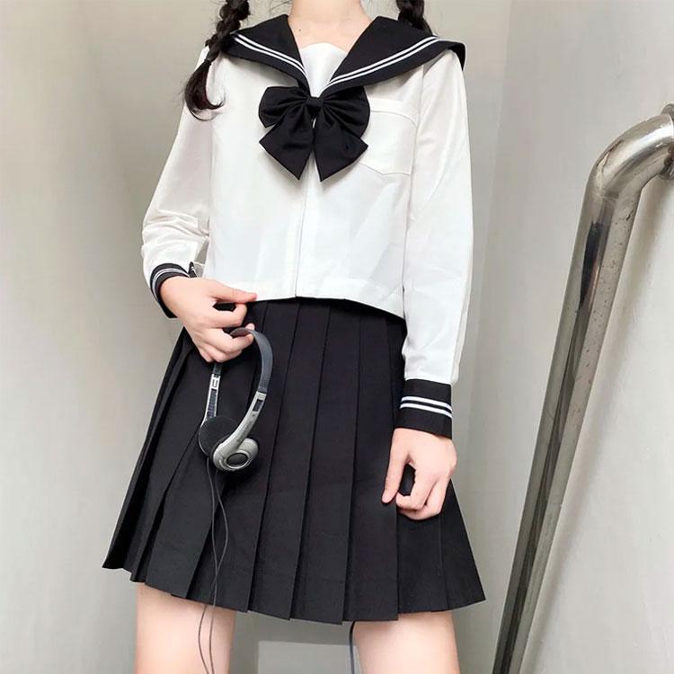 セーラー服 制服 衣装 仮装 レディース 長袖 上下セット 4点セット 半袖 セットアップ ハロウィン 靴下付き スカーフ ショートスカート ...