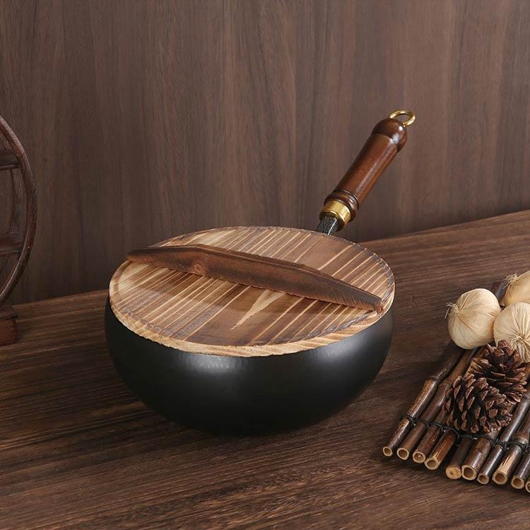 フライパン 鉄鍋 鍋 木柄 24cm 鉄製中華鍋 ガス/IH対応 電磁調理器対応
