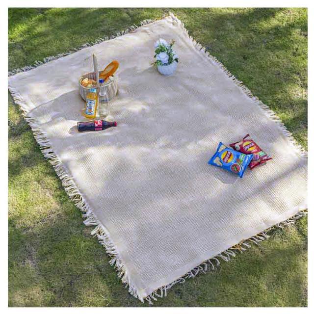 レジャーシート 北欧風 ピクニックシート 90×150cm 厚手 平織 綿混