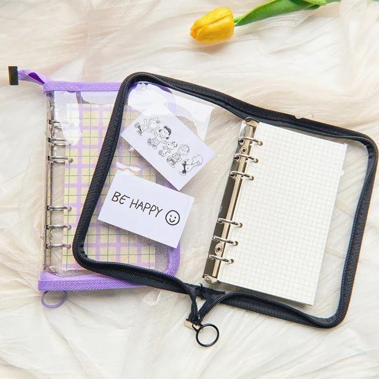 手帳カバー ノート メモ ファスナー付き クリア ケース カバー