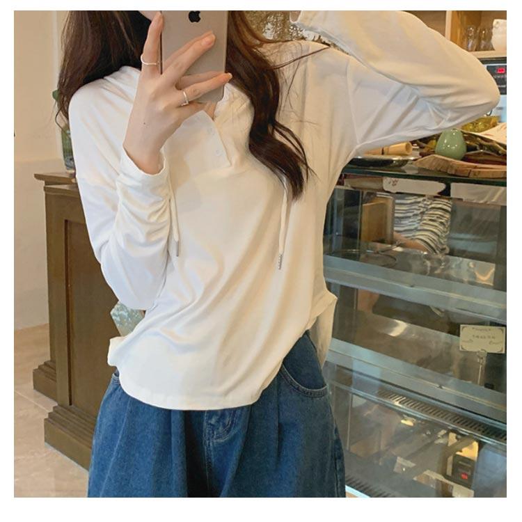 送料無料 パーカー レディース 長袖tシャツ フード付き tシャツ V