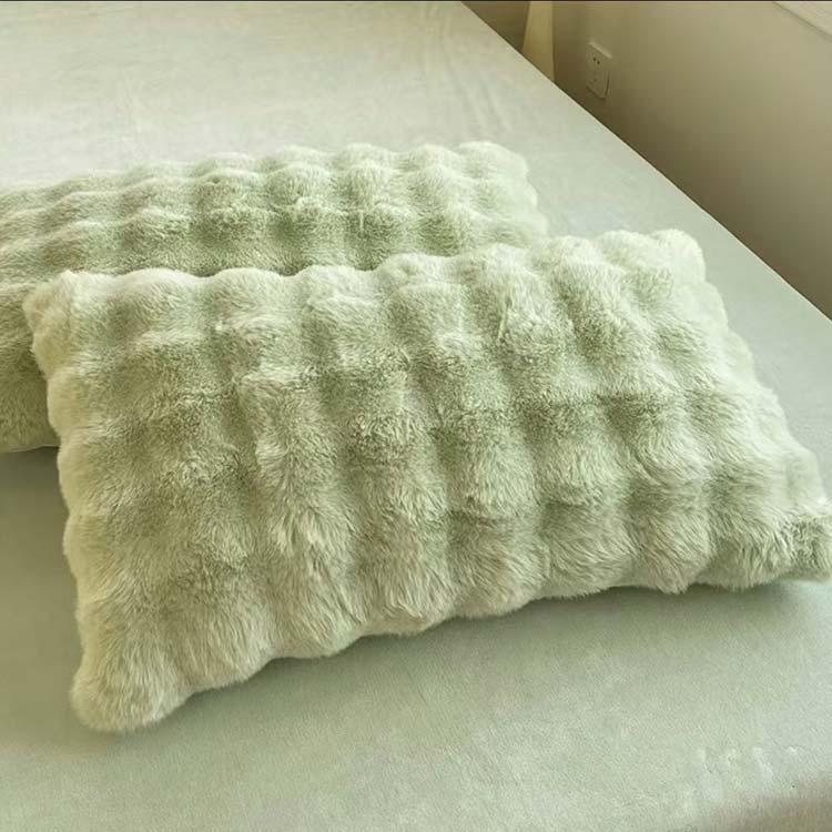 2枚セット 枕カバー もこもこ ラビットファー ピローケース 48×74cm