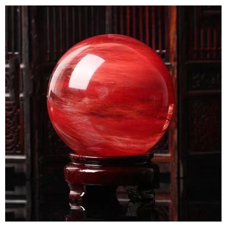 赤水晶 パワーストーン 水晶玉 風水 縁起物 水晶ボール 再起運