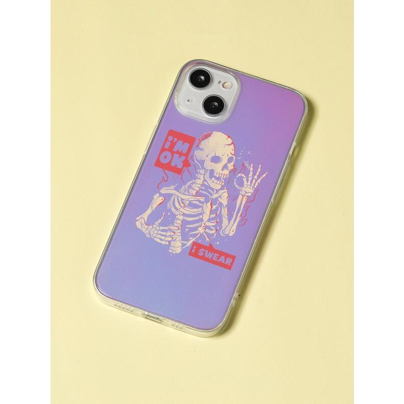 携帯アクセサリー スマホケース Romwe X Eduely スケルトンパターン 付き レーザ 紙 スマホケース Iphone アイフォン お買得