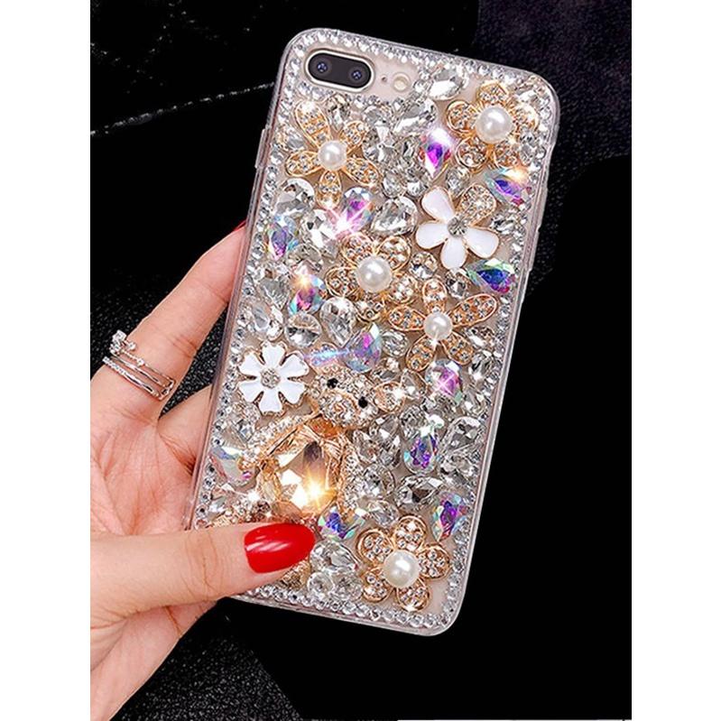 携帯アクセサリー スマホケース ラインストーン 熊デコレーション スマホケース Iphone アイフォン スマホケース Se Ec Studio 通販 Yahoo ショッピング