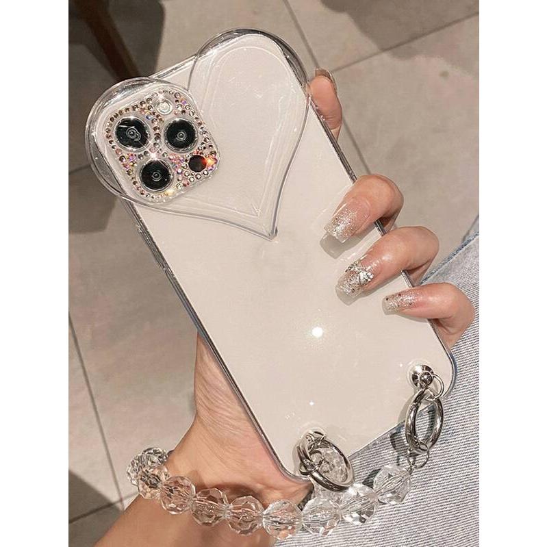 携帯アクセサリー スマホケース ラインストーンデコレーション クリア携帯ケース 付き ビーズ ストラップ Iphone アイフォン スマホケース Se Ec Studio 通販 Yahoo ショッピング
