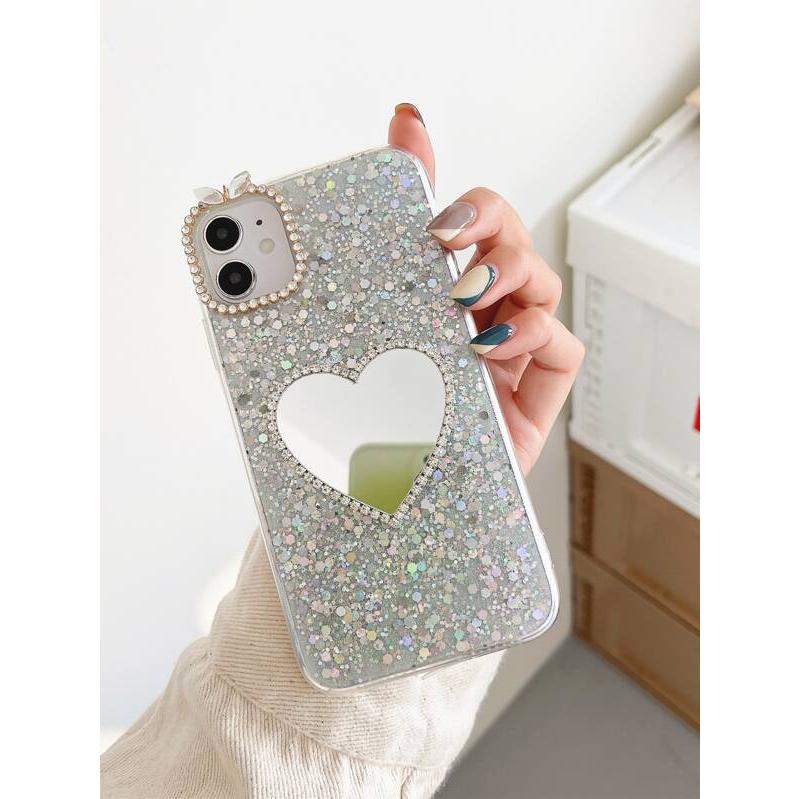携帯アクセサリー スマホケース ラインストーン装飾ハートミラーフラッシュ電話ケース Iphone アイフォン スマホケース Secase Ec Studio 通販 Yahoo ショッピング