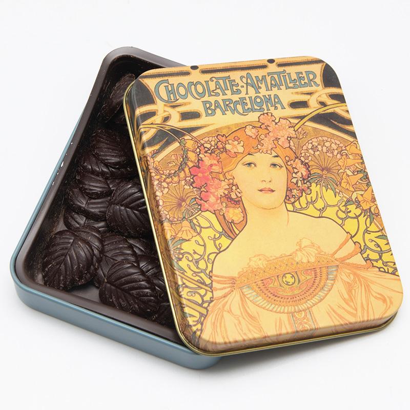 アマリエ ミュシャ缶 リーブスダークチョコレート 60g×10点セット柄3