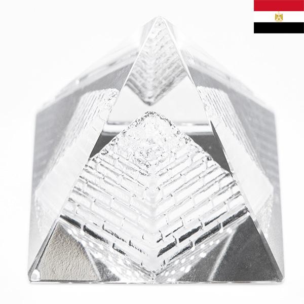 ミニ・クリスタルガラス製ピラミッド置物 四角錐 3.6cm Egypt エジプト