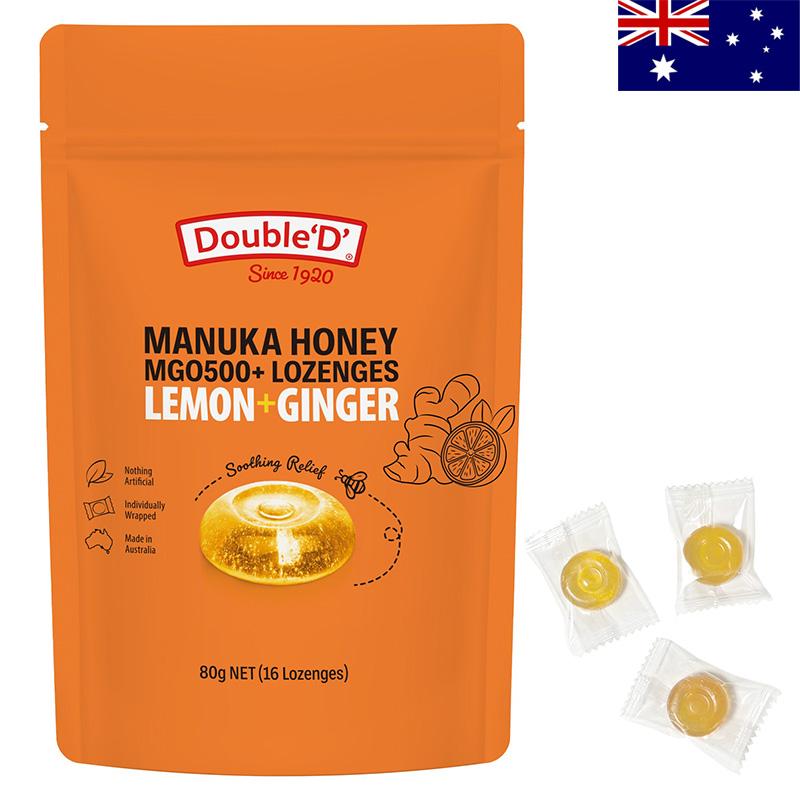 Double'D マヌカハニーロゼンジ レモンジンジャー 80g(約16粒入